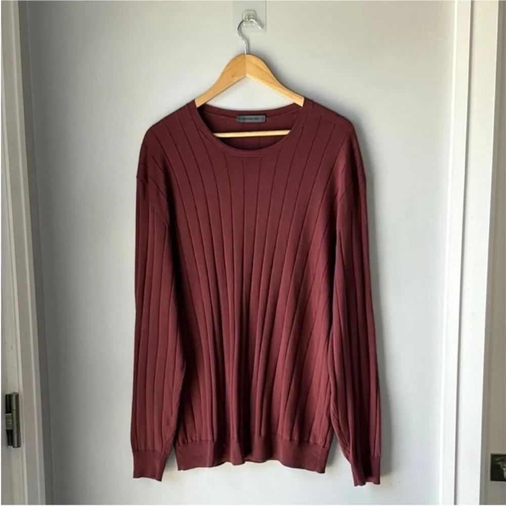 Corneliani Cotton Jumper Sweater Raised Rib Burgundy